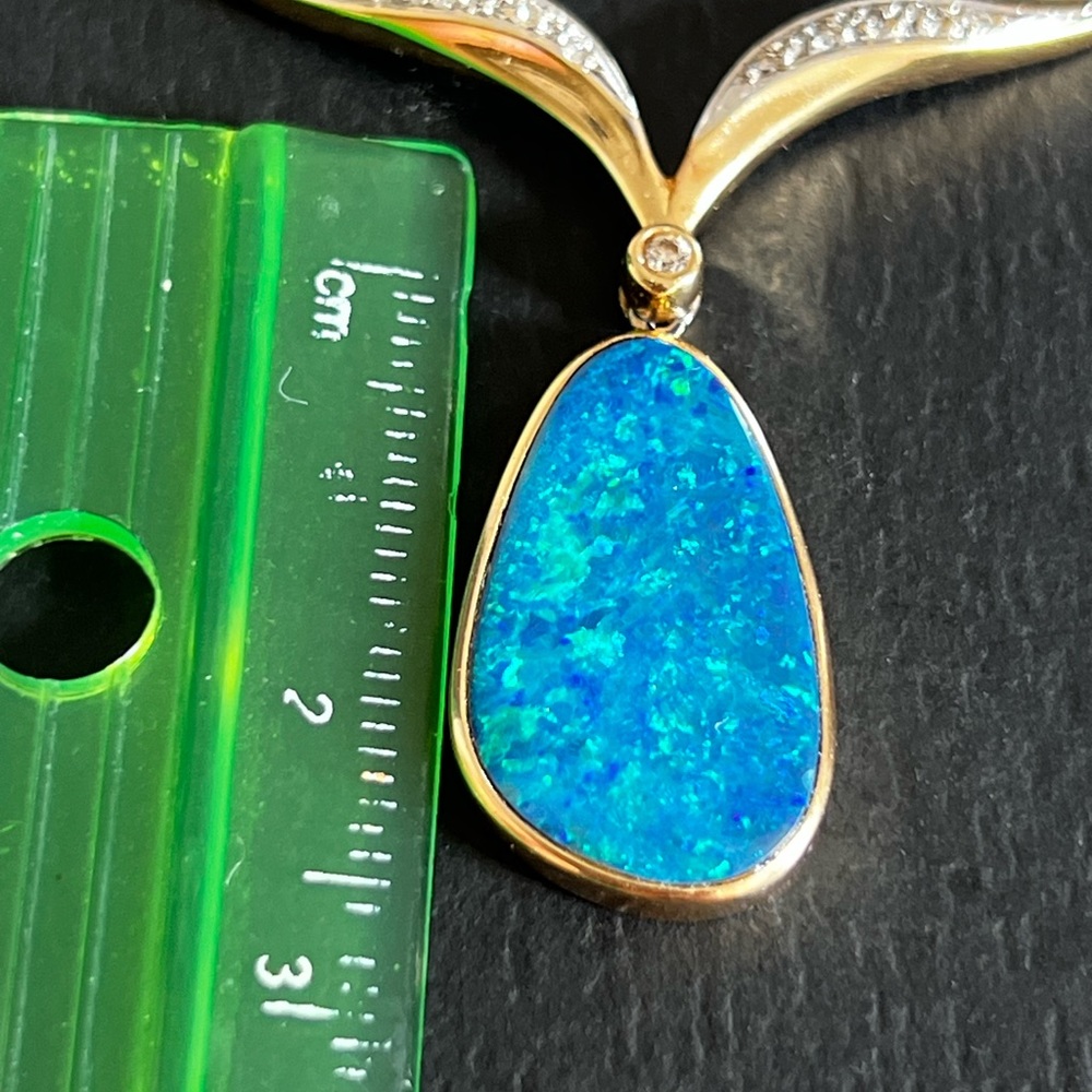 18k gold necklace with Australian Opal set in 14k gold! - Picture 11 of 14